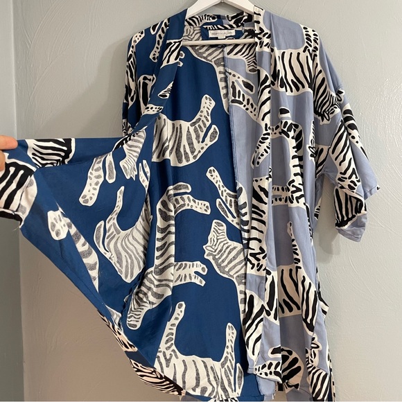 EMERSON FRY INDIA COLLECTION FETE KIMONO - ZEBRA LAPIS size S/XS - Picture 6 of 12